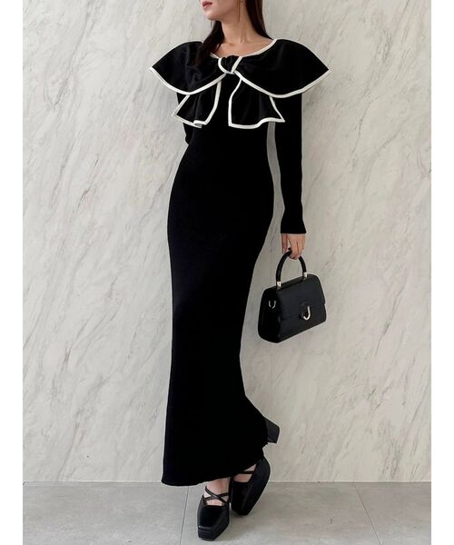 セール】パイピングリボンニットワンピース（ワンピース）｜dazzlin