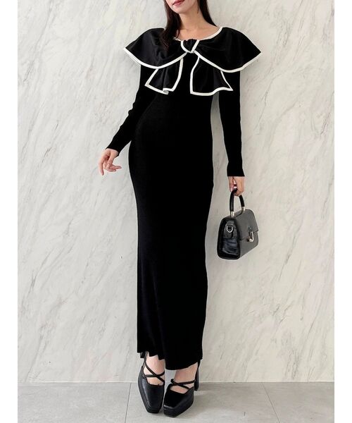 セール】パイピングリボンニットワンピース（ワンピース）｜dazzlin