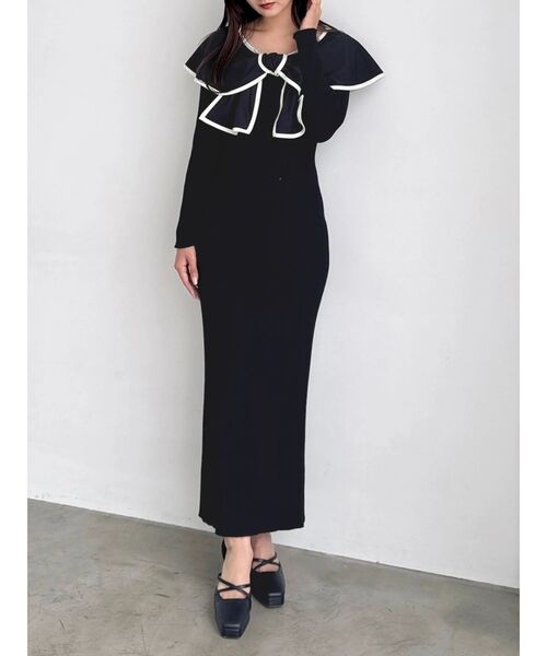 セール】パイピングリボンニットワンピース（ワンピース）｜dazzlin