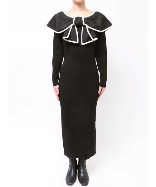 セール】パイピングリボンニットワンピース（ワンピース）｜dazzlin