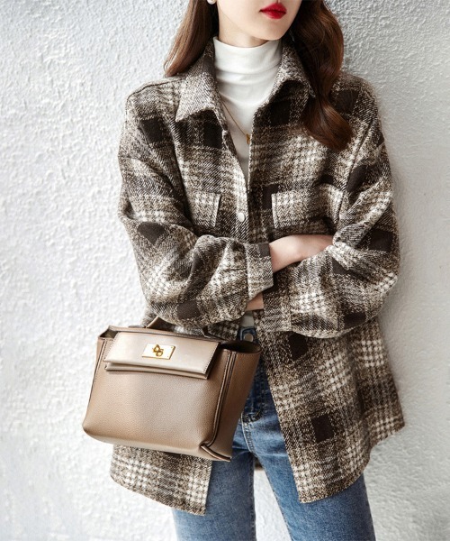 ONEP STAR（ワンピスター）の「チェック柄ボタンシャツ（シャツ/ブラウス・レディース・ブラウン・X-LARGE/LARGE/MEDIUM）」の10枚目の写真
