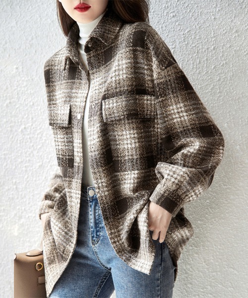 ONEP STAR（ワンピスター）の「チェック柄ボタンシャツ（シャツ/ブラウス・レディース・ブラウン・X-LARGE/LARGE/MEDIUM）」の11枚目の写真