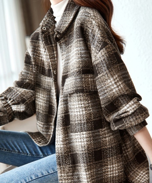 ONEP STAR（ワンピスター）の「チェック柄ボタンシャツ（シャツ/ブラウス・レディース・ブラウン・X-LARGE/LARGE/MEDIUM）」の12枚目の写真