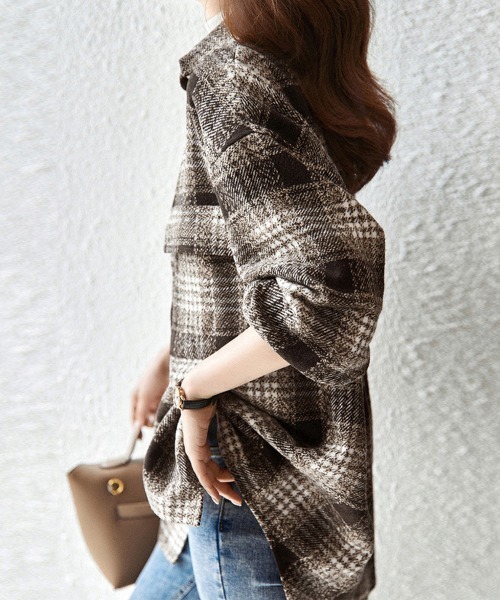 ONEP STAR（ワンピスター）の「チェック柄ボタンシャツ（シャツ/ブラウス・レディース・ブラウン・X-LARGE/LARGE/MEDIUM）」の5枚目の写真