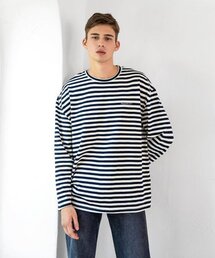 PANDORAFIT（パンドラフィット）の「Men Stripe T-Shirt Navy（Tシャツ/カットソー）」