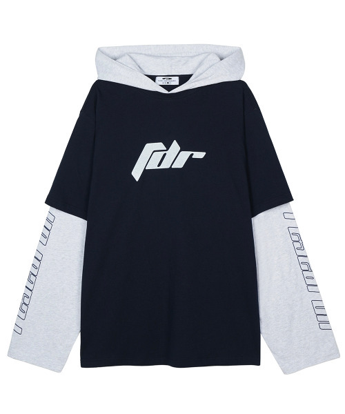 Double Layer Long Sleeve Hoodie — двуслойное худи с длинным рукавом, темно‑синее
