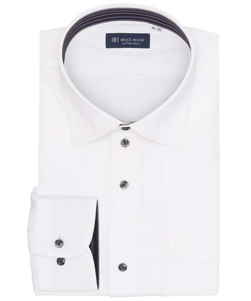 TOKYO SHIRTS(トウキョウシャツ)の「形態安定ノンアイロン ワイド 長袖ストレッチビジネスワイシャツ(大きいサイズ・長いサイズ)(ビジネスシャツ・メンズ・ホワイト・首回り39cm-裄丈88cm/首回り41cm-裄丈90cm/首回り42cm-裄丈90cm/首回り43cm-裄丈90cm/首回り45cm-裄丈82cm/首回り45cm-裄丈86cm/首回り45cm-裄丈90cm/首回り47cm-裄丈86cm/首回り47cm-裄丈90cm)」の1枚目の写真