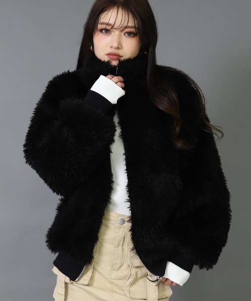 セール】ボリューム プードル ファー ブルゾン コート（ブルゾン