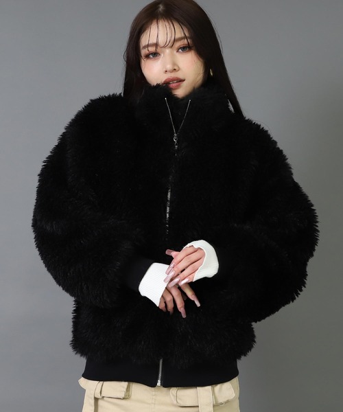 ANAP（アナップ）の「ボリューム プードル ファー ブルゾン コート（ブルゾン・レディース・アイボリー/ブラック・F）」の18枚目の写真