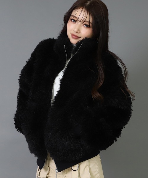 ANAP（アナップ）の「ボリューム プードル ファー ブルゾン コート（ブルゾン・レディース・アイボリー/ブラック・F）」の19枚目の写真