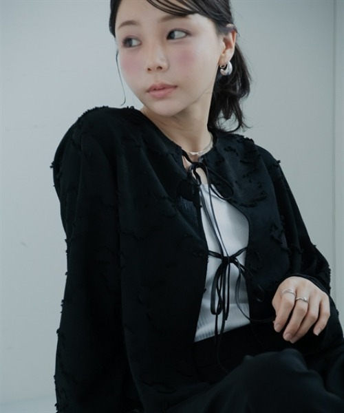 Petitjo(プッチージョ)の「小さいサイズ ジャガードブラウス 低身長さん・小柄女性(シャツ/ブラウス・レディース・ブラック/アイボリー・PL/PM/PS/PSS)」の7枚目の写真