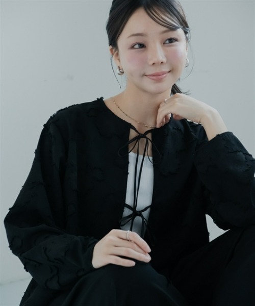Petitjo(プッチージョ)の「小さいサイズ ジャガードブラウス 低身長さん・小柄女性(シャツ/ブラウス・レディース・ブラック/アイボリー・PL/PM/PS/PSS)」の8枚目の写真