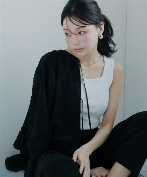 Petitjo(プッチージョ)の「小さいサイズ ジャガードブラウス 低身長さん・小柄女性(シャツ/ブラウス・レディース・ブラック/アイボリー・PL/PM/PS/PSS)」の9枚目の写真