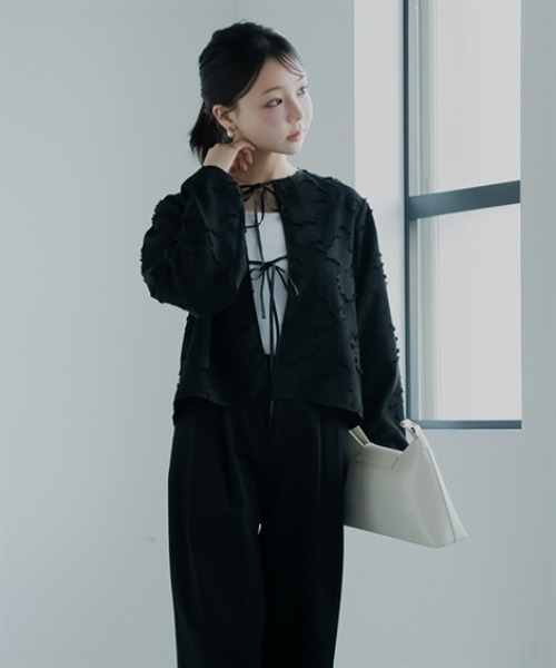 Petitjo(プッチージョ)の「小さいサイズ ジャガードブラウス 低身長さん・小柄女性(シャツ/ブラウス・レディース・ブラック/アイボリー・PL/PM/PS/PSS)」の10枚目の写真