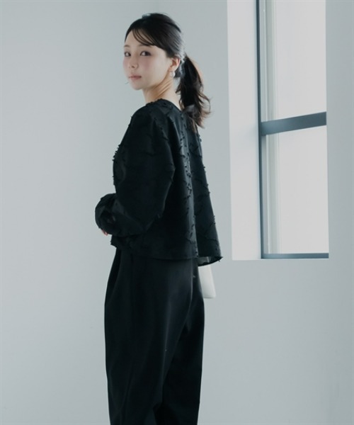 Petitjo(プッチージョ)の「小さいサイズ ジャガードブラウス 低身長さん・小柄女性(シャツ/ブラウス・レディース・ブラック/アイボリー・PL/PM/PS/PSS)」の15枚目の写真