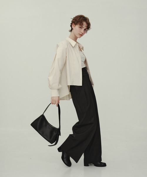 CITY TOKYO（シティトウキョウ）の「Leather Shoulder Bag/レザーショルダーバッグ/横長バッグ/ハンドバッグ（ショルダーバッグ・レディース・ブラック/ブラウン/ホワイト・FREE）」の9枚目の写真