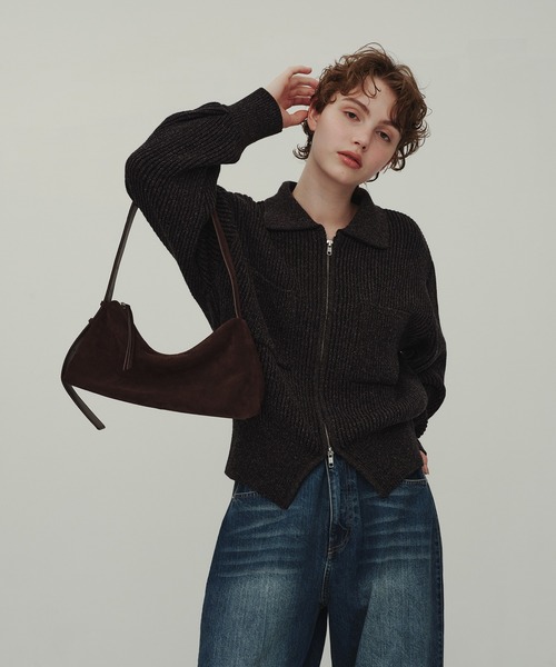 CITY TOKYO（シティトウキョウ）の「Leather Shoulder Bag/レザーショルダーバッグ/横長バッグ/ハンドバッグ（ショルダーバッグ・レディース・ブラック/ブラウン/ホワイト・FREE）」の8枚目の写真