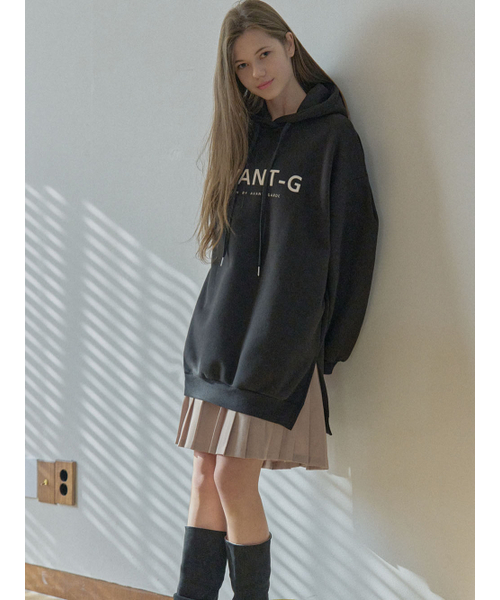 AVANT-G(アバン)の「ロゴフードロングTシャツ - ブラック(裏起毛)(パーカー・レディース・ブラック/チャコール・FREE)」の3枚目の写真