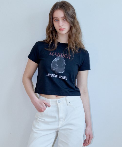 MARROT(マロット)の「ストーンクロップTシャツ_ブラック(Tシャツ/カットソー・レディース・その他・FREE)」の3枚目の写真