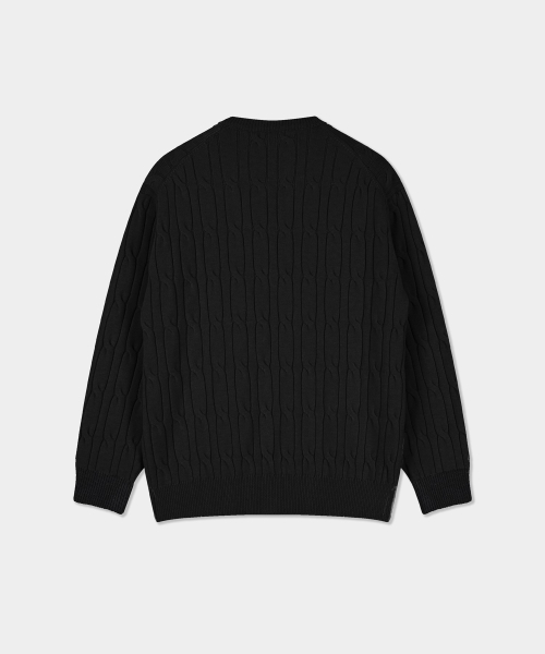 BIRBANTE（ビルバンテ）の「ソフトウォッシャブルケーブルラウンドニット - ブラック（ニット/セーター・メンズ・ブラック・SMALL/MEDIUM/LARGE）」の2枚目の写真