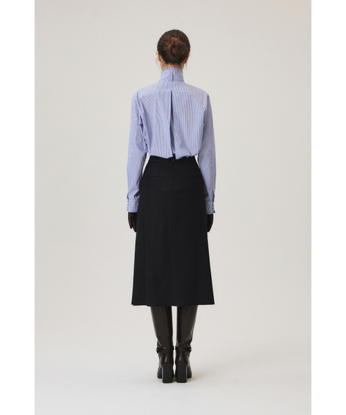 KUME(クメ)の「Wool Blend Side Button Skirt, Navy Stripe(スカート・レディース・その他・SMALL/MEDIUM/LARGE)」の4枚目の写真