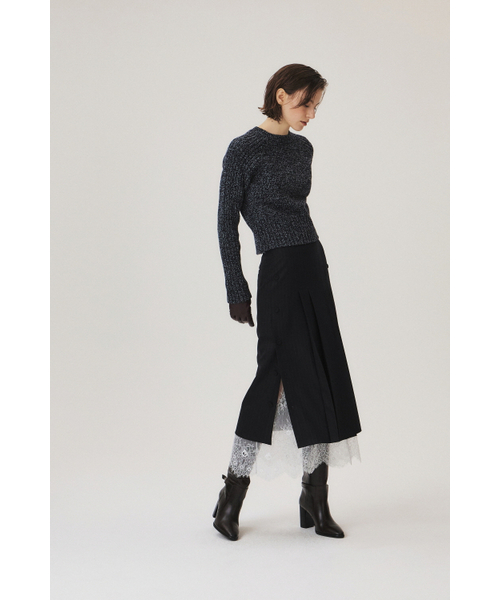 KUME(クメ)の「Wool Blend Side Button Skirt, Navy Stripe(スカート・レディース・その他・SMALL/MEDIUM/LARGE)」の5枚目の写真