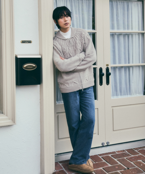 WEDNESDAY OASIS(ウェンズデーオアシス)の「コウィチャン シェルパ ウールニット ジップアップ_BEIGE(WC25-KN77)(カーディガン/ボレロ・メンズ・Beige・MEDIUM/LARGE)」の2枚目の写真