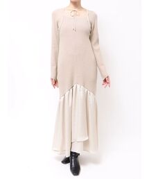 ボレロレイヤードニットドッキングワンピース