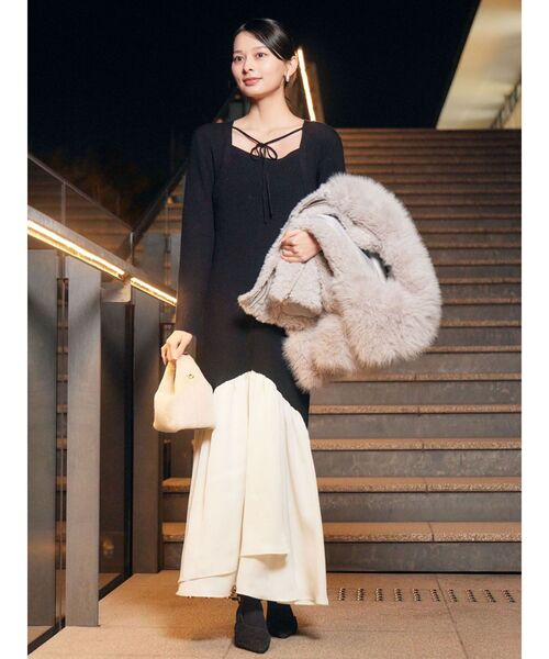 LAGUNAMOON(ラグナムーン)の「ボレロレイヤードニットドッキングワンピース(ワンピース・レディース・ベージュ/ブラック・MEDIUM/SMALL)」の5枚目の写真