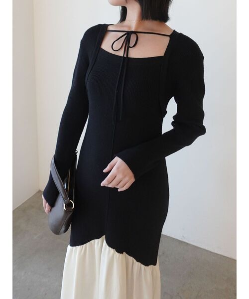 LAGUNAMOON(ラグナムーン)の「ボレロレイヤードニットドッキングワンピース(ワンピース・レディース・ベージュ/ブラック・MEDIUM/SMALL)」の8枚目の写真