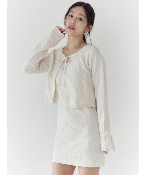 CALNAMUR（カルナムール）の「リボンジャガードカーディガン（カーディガン/ボレロ・レディース・ライトブルー/ピンク/アイボリー・FREE）」の10枚目の写真