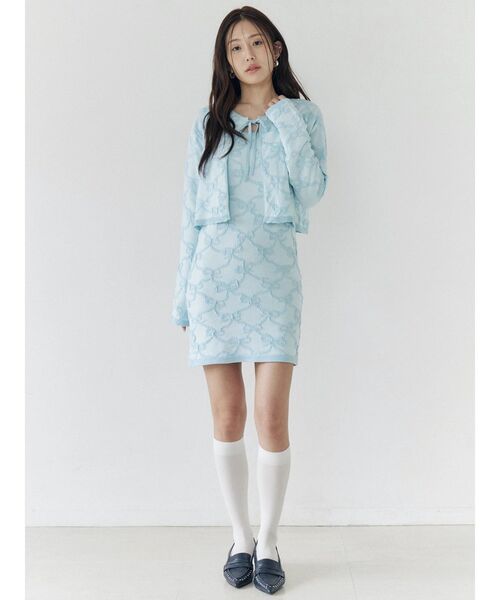 CALNAMUR（カルナムール）の「リボンジャガードカーディガン（カーディガン/ボレロ・レディース・ライトブルー/ピンク/アイボリー・FREE）」の13枚目の写真