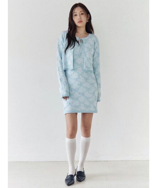 CALNAMUR（カルナムール）の「リボンジャガードカーディガン（カーディガン/ボレロ・レディース・ライトブルー/ピンク/アイボリー・FREE）」の15枚目の写真