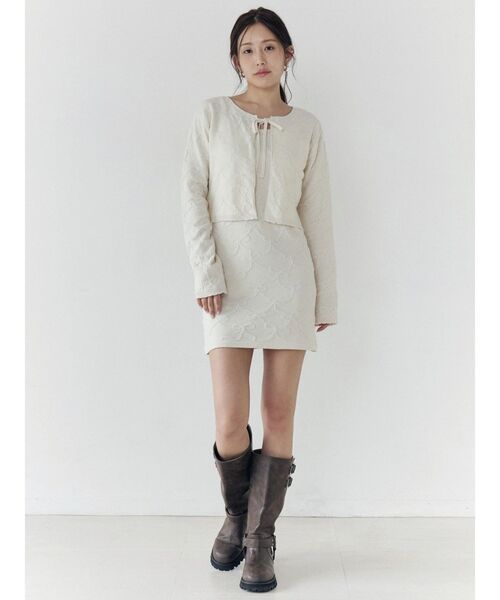 CALNAMUR（カルナムール）の「リボンジャガードカーディガン（カーディガン/ボレロ・レディース・ライトブルー/ピンク/アイボリー・FREE）」の21枚目の写真