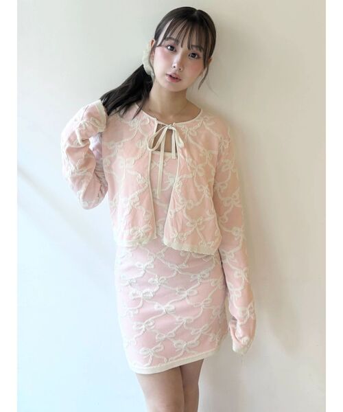 CALNAMUR（カルナムール）の「リボンジャガードカーディガン（カーディガン/ボレロ・レディース・ライトブルー/ピンク/アイボリー・FREE）」の22枚目の写真