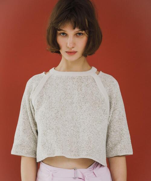 LAATO(ラート)の「jacquard shortsleeve knit(ニット/セーター・レディース・ダークグレー/ライトブラウン/ブラウン・FREE)」の13枚目の写真