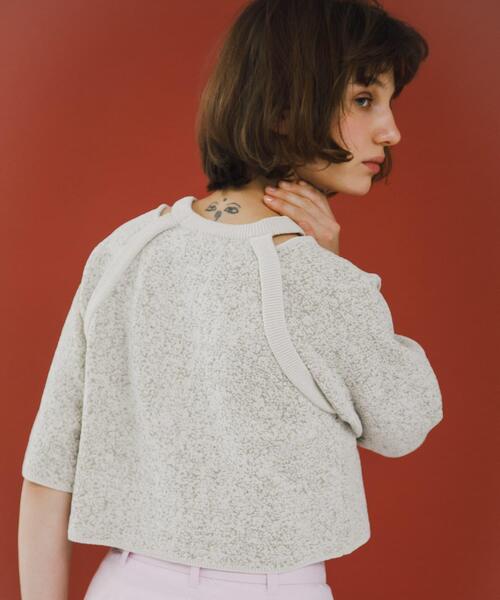 LAATO(ラート)の「jacquard shortsleeve knit(ニット/セーター・レディース・ダークグレー/ライトブラウン/ブラウン・FREE)」の14枚目の写真