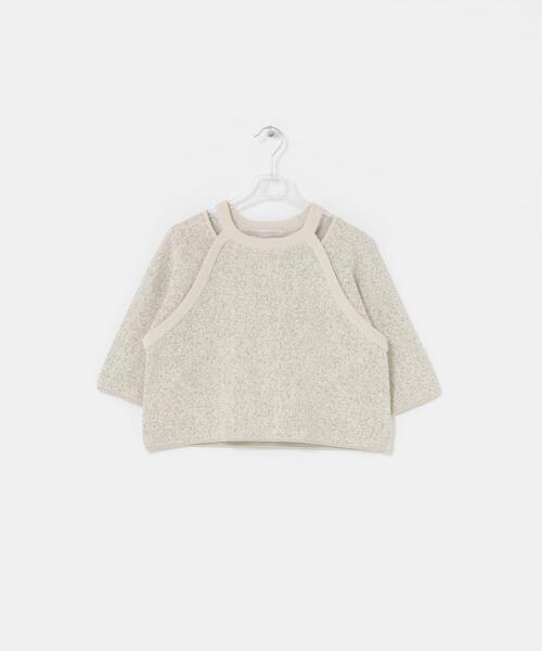 LAATO(ラート)の「jacquard shortsleeve knit(ニット/セーター・レディース・ダークグレー/ライトブラウン/ブラウン・FREE)」の5枚目の写真