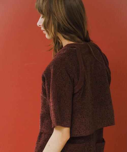 LAATO(ラート)の「jacquard shortsleeve knit(ニット/セーター・レディース・ダークグレー/ライトブラウン/ブラウン・FREE)」の8枚目の写真