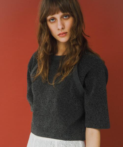 LAATO（ラート）の「jacquard shortsleeve knit（ニット/セーター・レディース・ダークグレー/ライトブラウン/ブラウン・FREE）」の8枚目の写真
