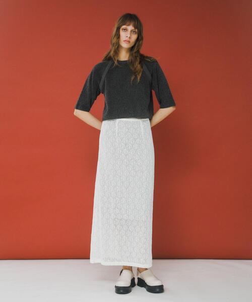 LAATO（ラート）の「jacquard shortsleeve knit（ニット/セーター・レディース・ダークグレー/ライトブラウン/ブラウン・FREE）」の10枚目の写真