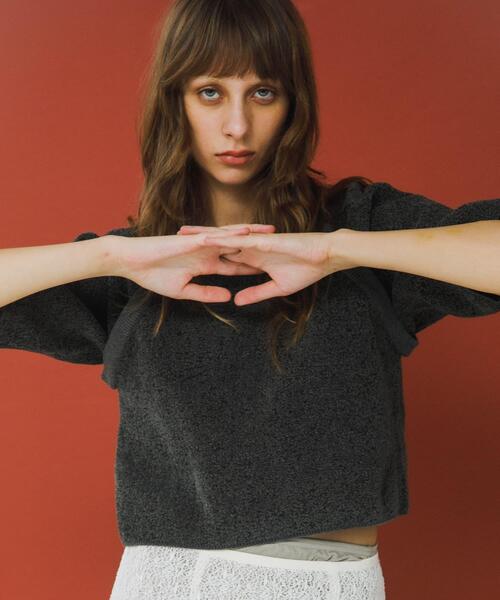 LAATO（ラート）の「jacquard shortsleeve knit（ニット/セーター・レディース・ダークグレー/ライトブラウン/ブラウン・FREE）」の11枚目の写真
