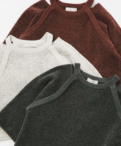 LAATO（ラート）の「jacquard shortsleeve knit（ニット/セーター・レディース・ダークグレー/ライトブラウン/ブラウン・FREE）」の14枚目の写真