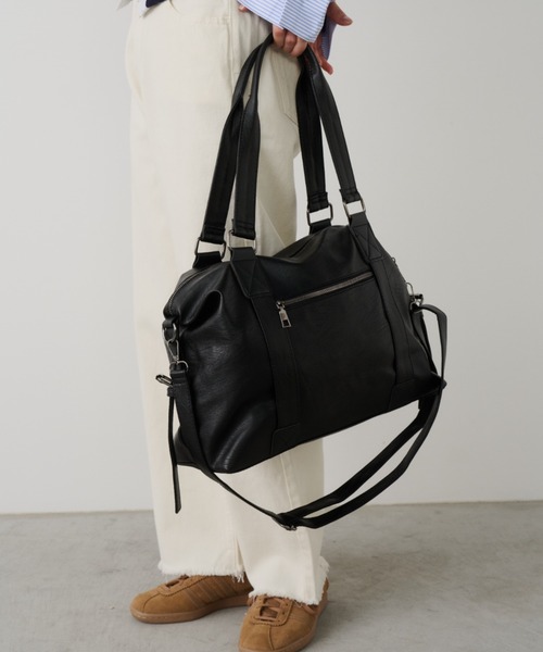 Unitage（ユニテージ）の「2wayボストントートバッグ/トラベルボストンバッグ【select item】（ボストンバッグ・レディース・ブラック/アイボリー・FREE）」の2枚目の写真