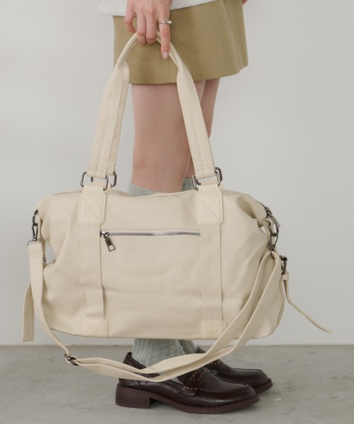 Unitage（ユニテージ）の「2wayボストントートバッグ/トラベルボストンバッグ【select item】（ボストンバッグ・レディース・ブラック/アイボリー・FREE）」の5枚目の写真