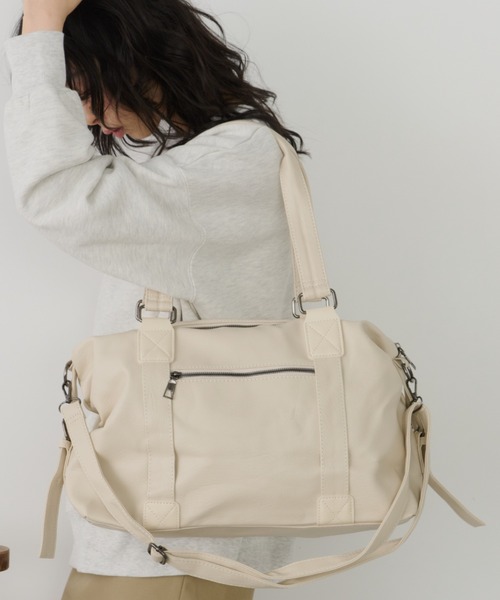 Unitage（ユニテージ）の「2wayボストントートバッグ/トラベルボストンバッグ【select item】（ボストンバッグ・レディース・ブラック/アイボリー・FREE）」の7枚目の写真