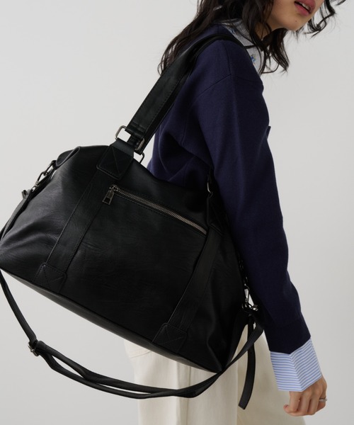 Unitage（ユニテージ）の「2wayボストントートバッグ/トラベルボストンバッグ【select item】（ボストンバッグ・レディース・ブラック/アイボリー・FREE）」の12枚目の写真