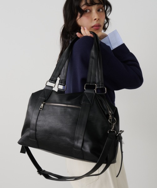 Unitage（ユニテージ）の「2wayボストントートバッグ/トラベルボストンバッグ【select item】（ボストンバッグ・レディース・ブラック/アイボリー・FREE）」の10枚目の写真