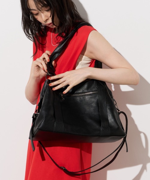 Unitage(ユニテージ)の「2wayボストントートバッグ/トラベルボストンバッグ【select item】(ボストンバッグ・レディース・ブラック/アイボリー・FREE)」の17枚目の写真