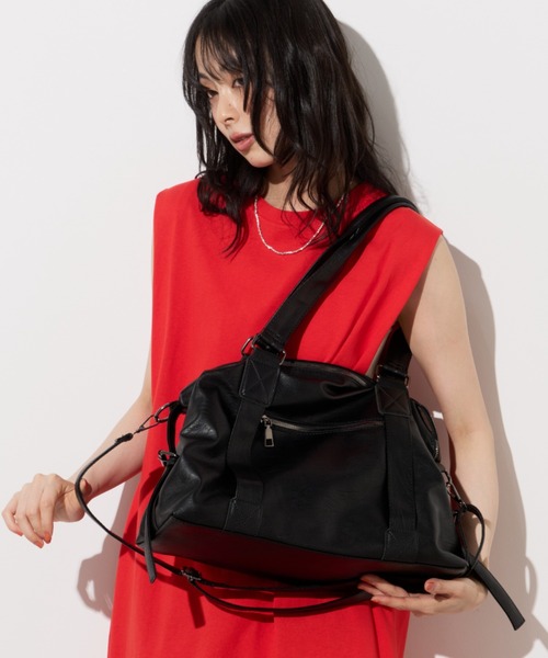 Unitage(ユニテージ)の「2wayボストントートバッグ/トラベルボストンバッグ【select item】(ボストンバッグ・レディース・ブラック/アイボリー・FREE)」の19枚目の写真
